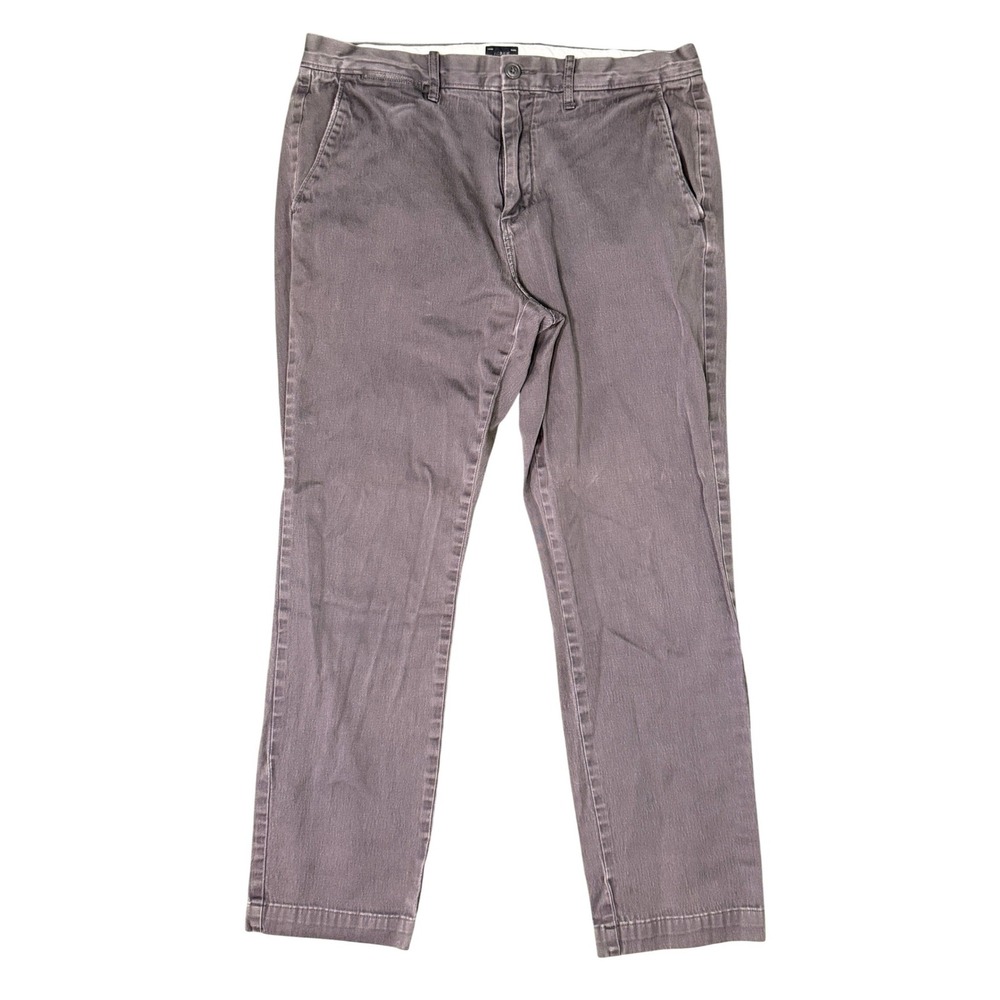 J.Crew Mens Stretch Chino Pants Charcoal Gray W33 L30 Cotton Blend Flat Front